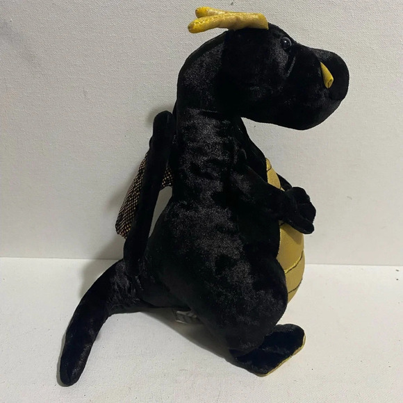 Douglas Cuddle Toys Dragon 9” Black And Gold Shiny Wings Halloween Spooky Season - Picture 7 of 10
